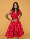 Women's Floral Wrap Dress - Navy Blue